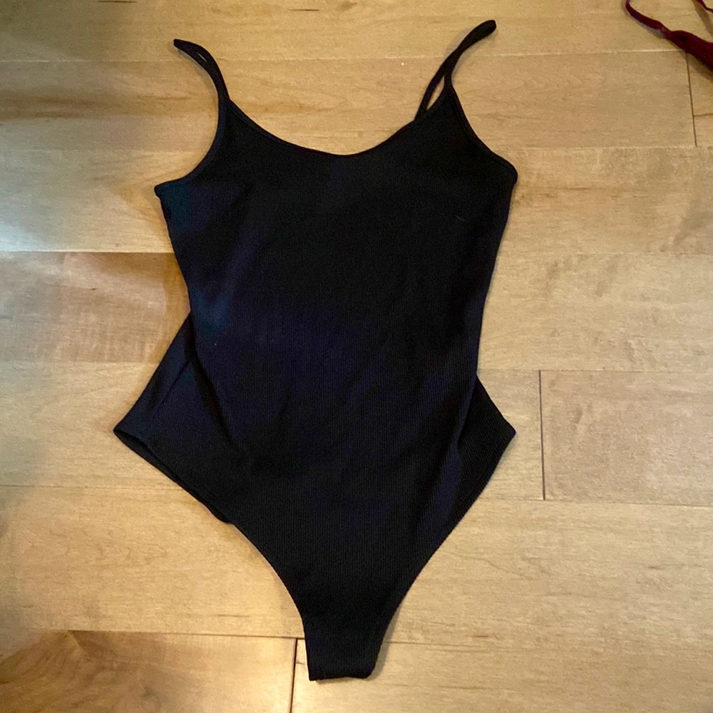 Ribbed Forever 21 bodysuit with spaghetti straps